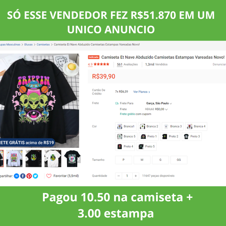 Pagou 10.50 na camiseta + 3.00 estampa (2)